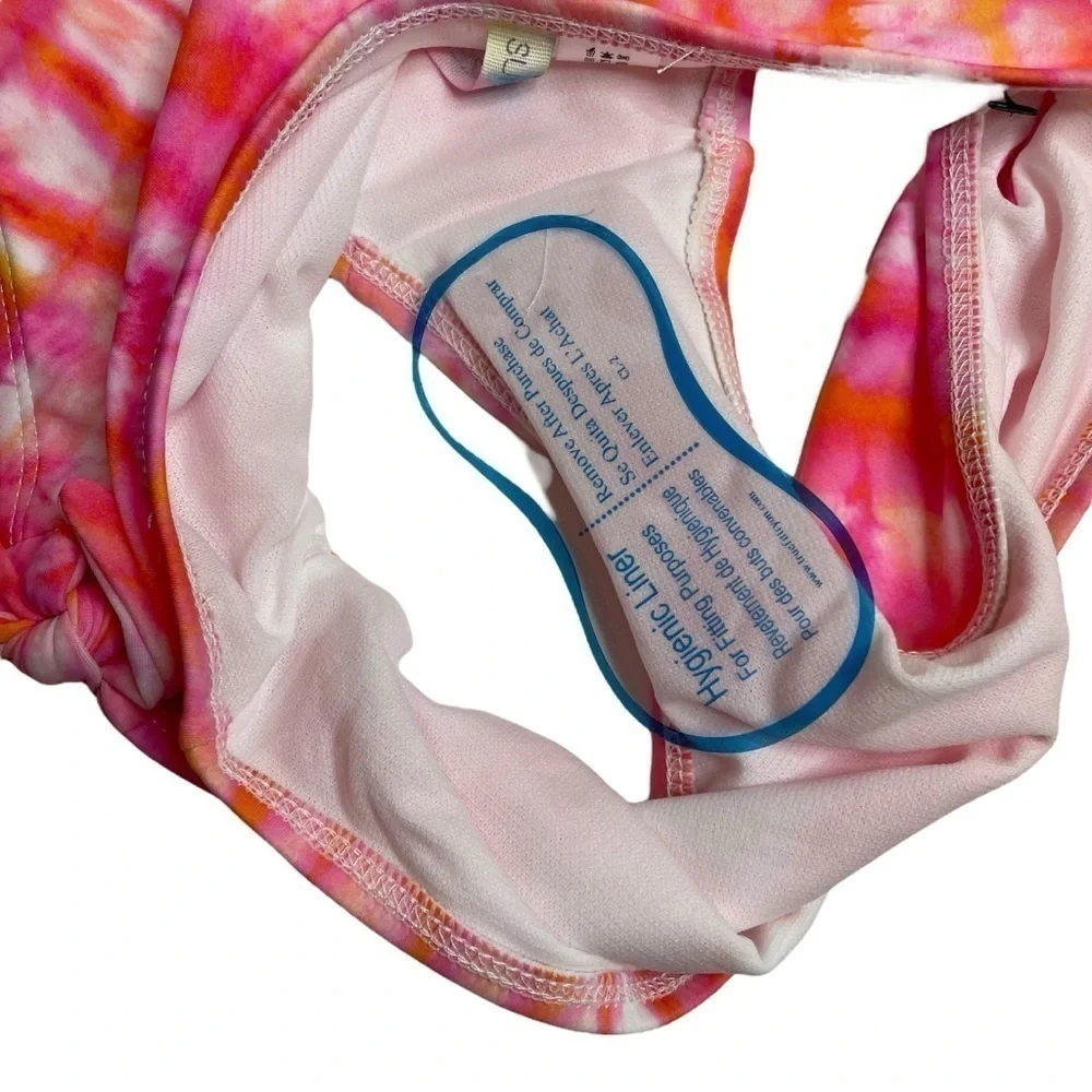Sundazed Tatum Tie Dye Side Tie High Waist Bikini Bottoms Small New Pink Orange